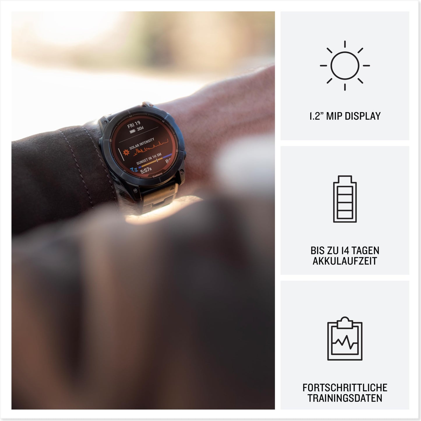 Garmin fēnix 7S Pro – GPS-Multisport-Smartwatch mit Solarladelinse, Farbdisplay und Touch-/Tastenbedienung, TOPO-Karten, über 60 vorinstallierte Sport-Apps