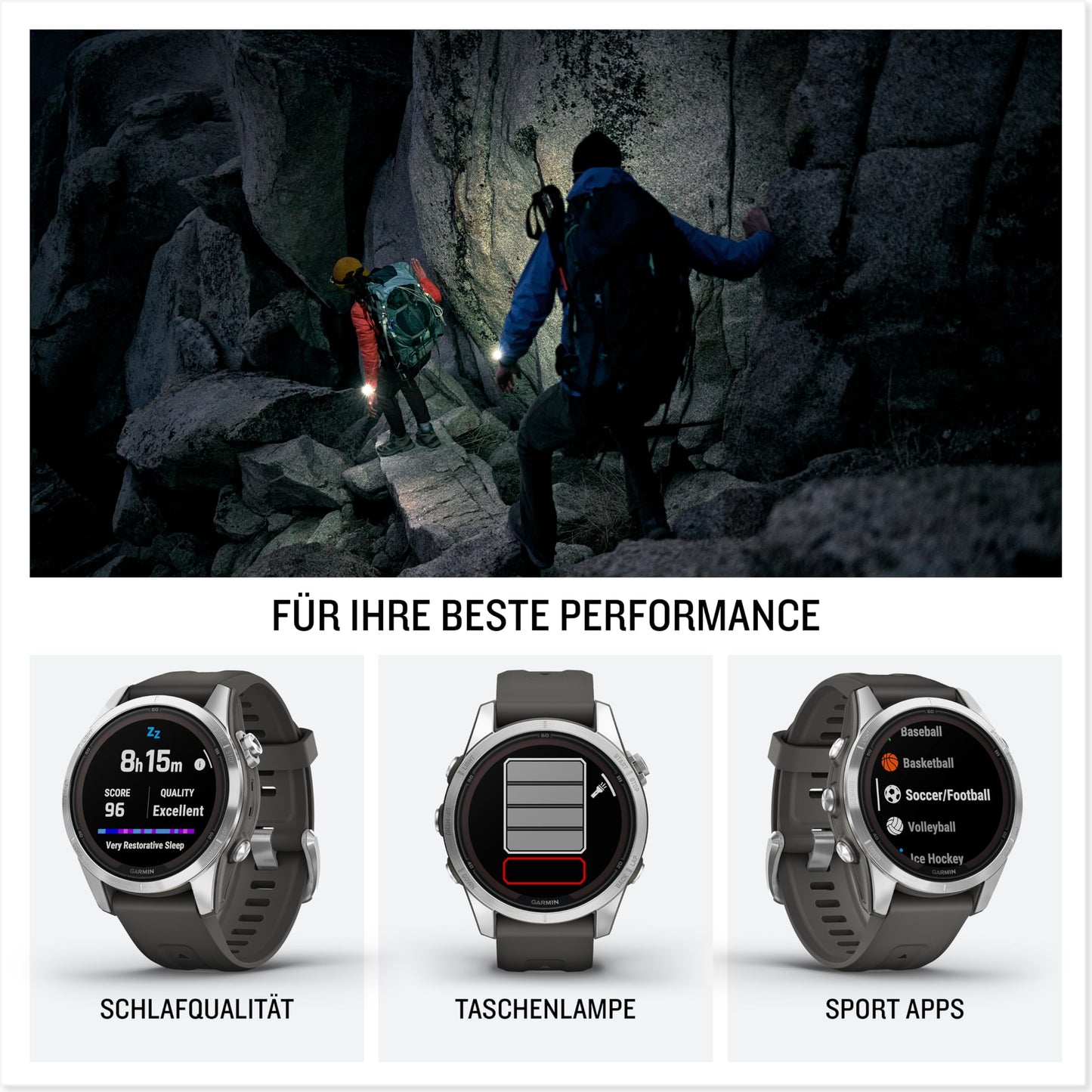 Garmin fēnix 7S Pro – GPS-Multisport-Smartwatch mit Solarladelinse, Farbdisplay und Touch-/Tastenbedienung, TOPO-Karten, über 60 vorinstallierte Sport-Apps