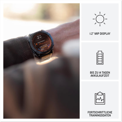 Garmin fēnix 7S Pro – GPS-Multisport-Smartwatch mit Solarladelinse, Farbdisplay und Touch-/Tastenbedienung, TOPO-Karten, über 60 vorinstallierte Sport-Apps