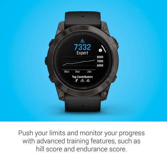 Garmin epix Pro (Gen 2) Sapphire Edition, 51 mm, Hochleistungs-Smartwatch, fortschrittliche Trainingstechnologie, integrierte Taschenlampe, schwarz
