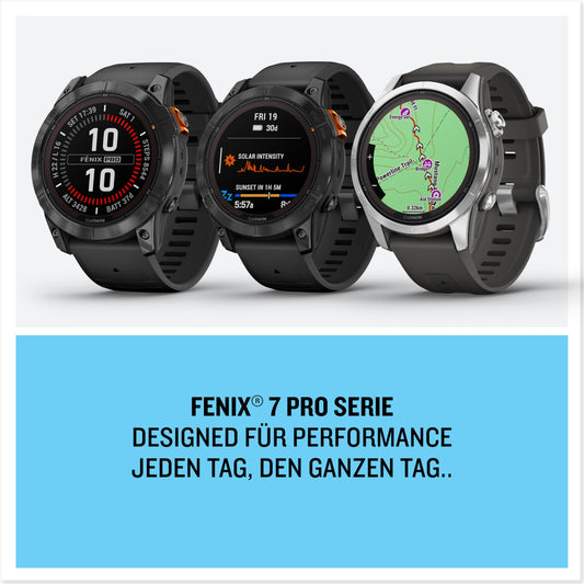 Garmin fēnix 7S Pro – GPS-Multisport-Smartwatch mit Solarladelinse, Farbdisplay und Touch-/Tastenbedienung, TOPO-Karten, über 60 vorinstallierte Sport-Apps
