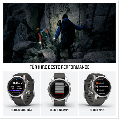 Garmin fēnix 7S Pro – GPS-Multisport-Smartwatch mit Solarladelinse, Farbdisplay und Touch-/Tastenbedienung, TOPO-Karten, über 60 vorinstallierte Sport-Apps
